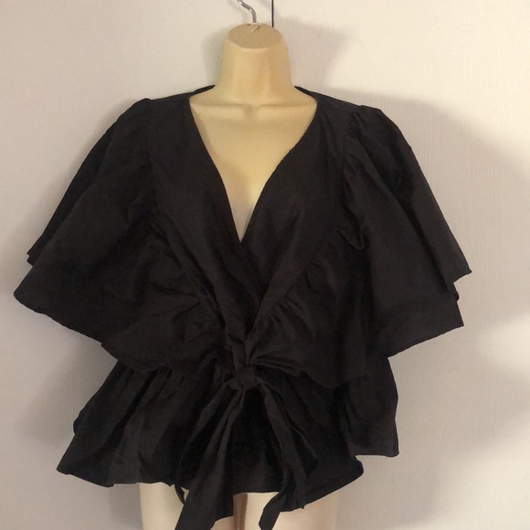 Eloquii woman’s black front wrap  blouse - Picture 2 of 13